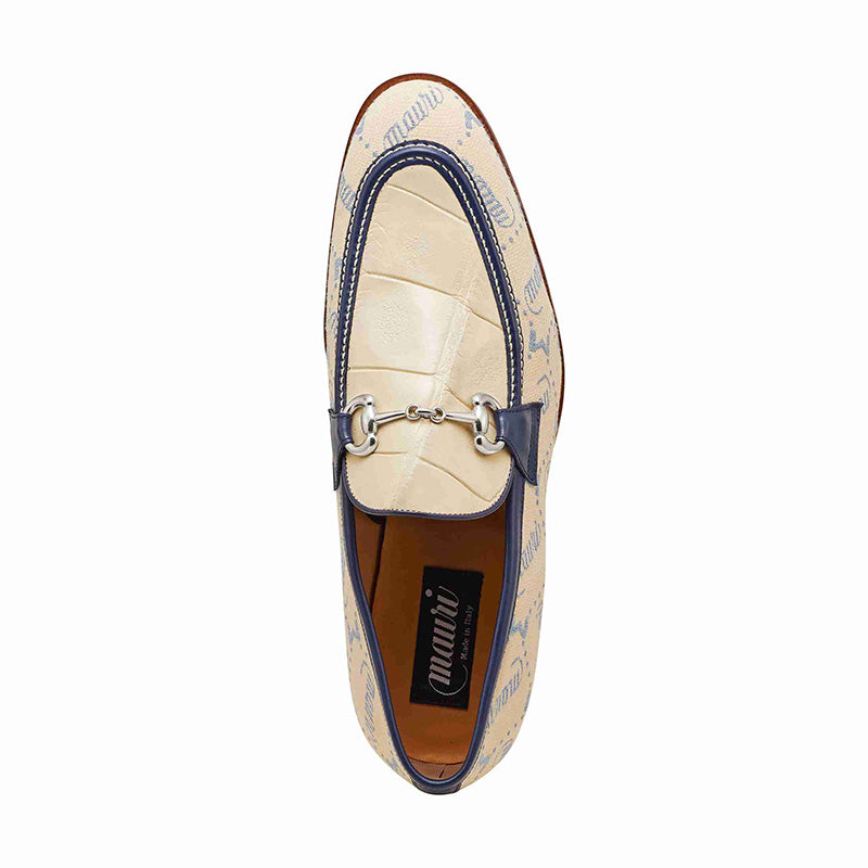 Mauri 4983 Alligator & Fabric Loafers Sky Lark / Cream / Indigo Blue (Special Order)