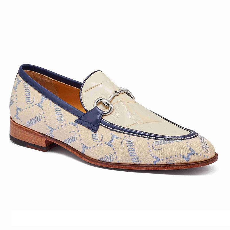 Mauri 4983 Alligator & Fabric Loafers Sky Lark / Cream / Indigo Blue