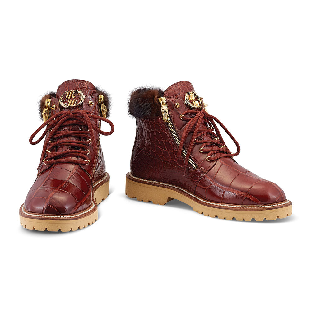 Mauri 4987 Alligator & Mink Boots Gold