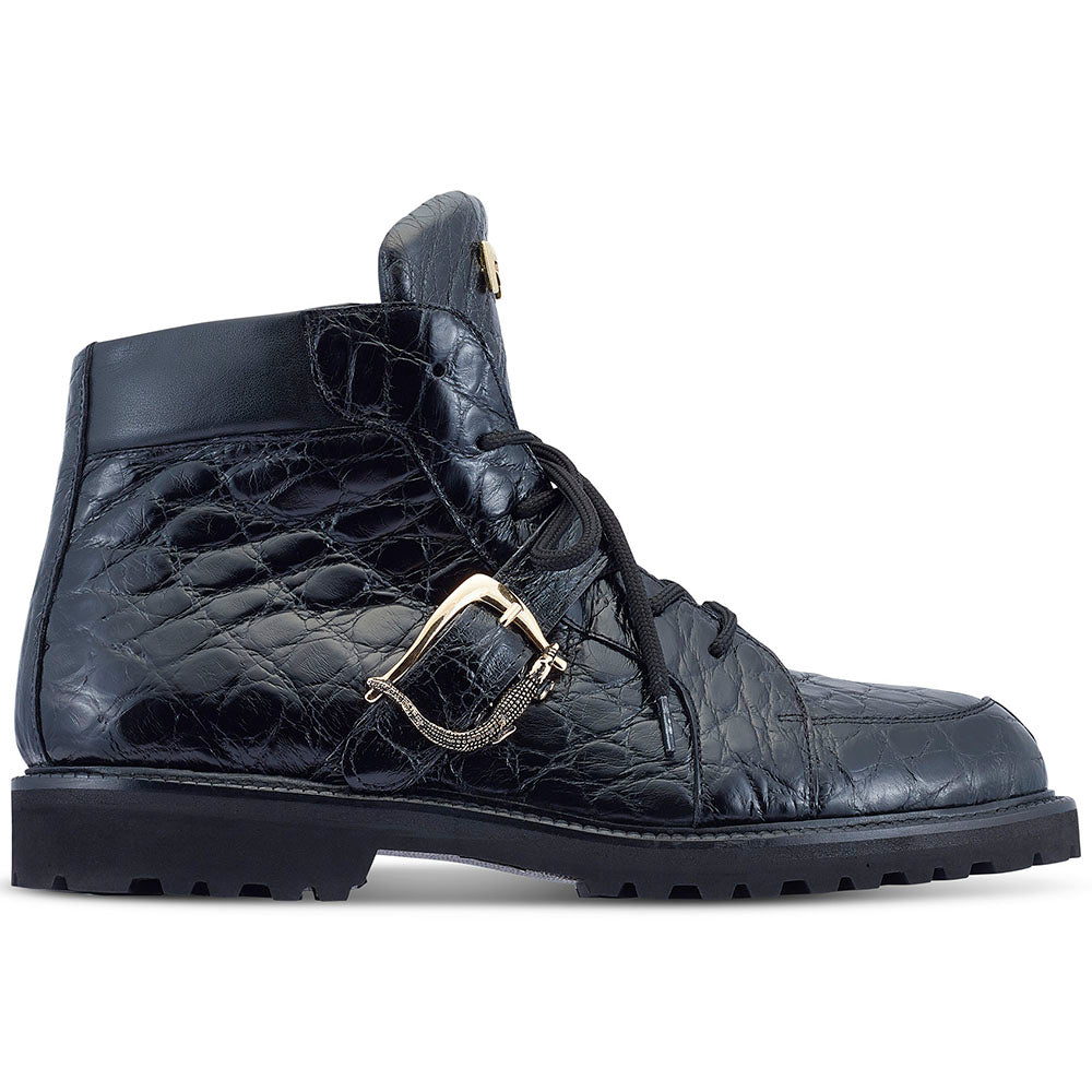 Mauri 4994/1 Alligator Chukka Boots Solid Black (Special Order)