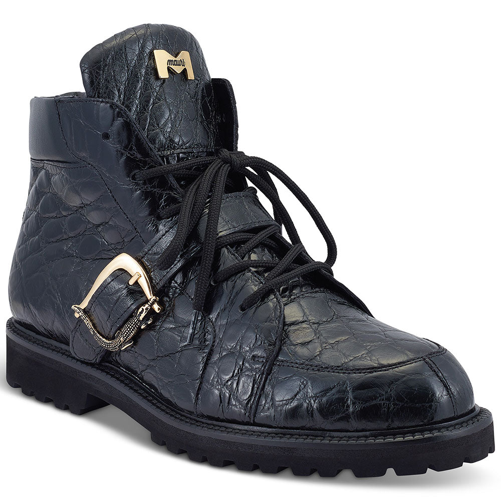 Mauri 4994/1 Alligator Chukka Boots Solid Black