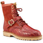 Mauri 4997 Ostrich Leg / Suede Combat Boots Gold