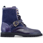Mauri 4997 Ostrich Leg / Suede Combat Boots Wonder Blue