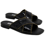 Mauri 5062 Luxor Ostrich Leg & Patent Sandals Black