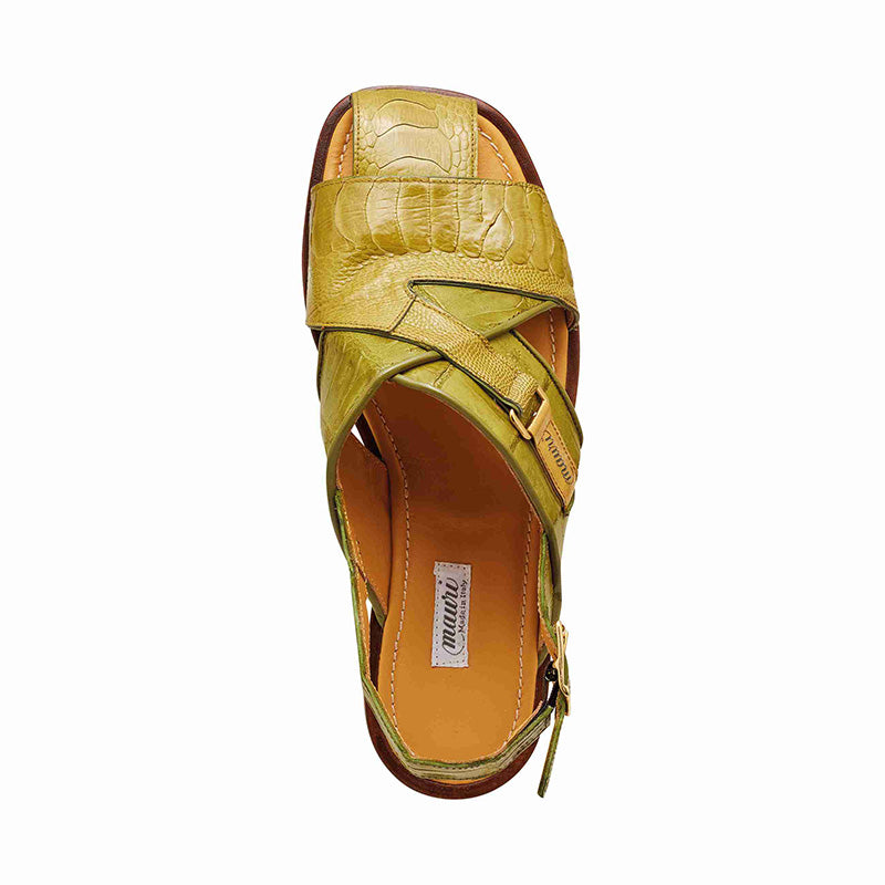 Mauri 5113 Baby Crocodile / Ostrich Leg Sandals Khaki (Special Order)