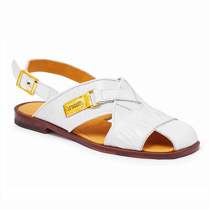 Mauri 5113 Baby Crocodile / Ostrich Leg Sandals White