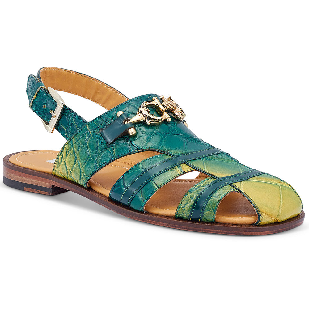 Mauri 5128 Tarragon Body Alligator / Calfskin Sandals Multi Green