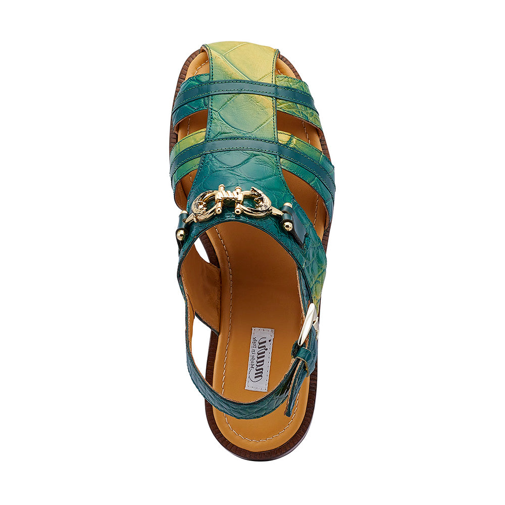 Mauri 5128 Tarragon Body Alligator / Calfskin Sandals Multi Green