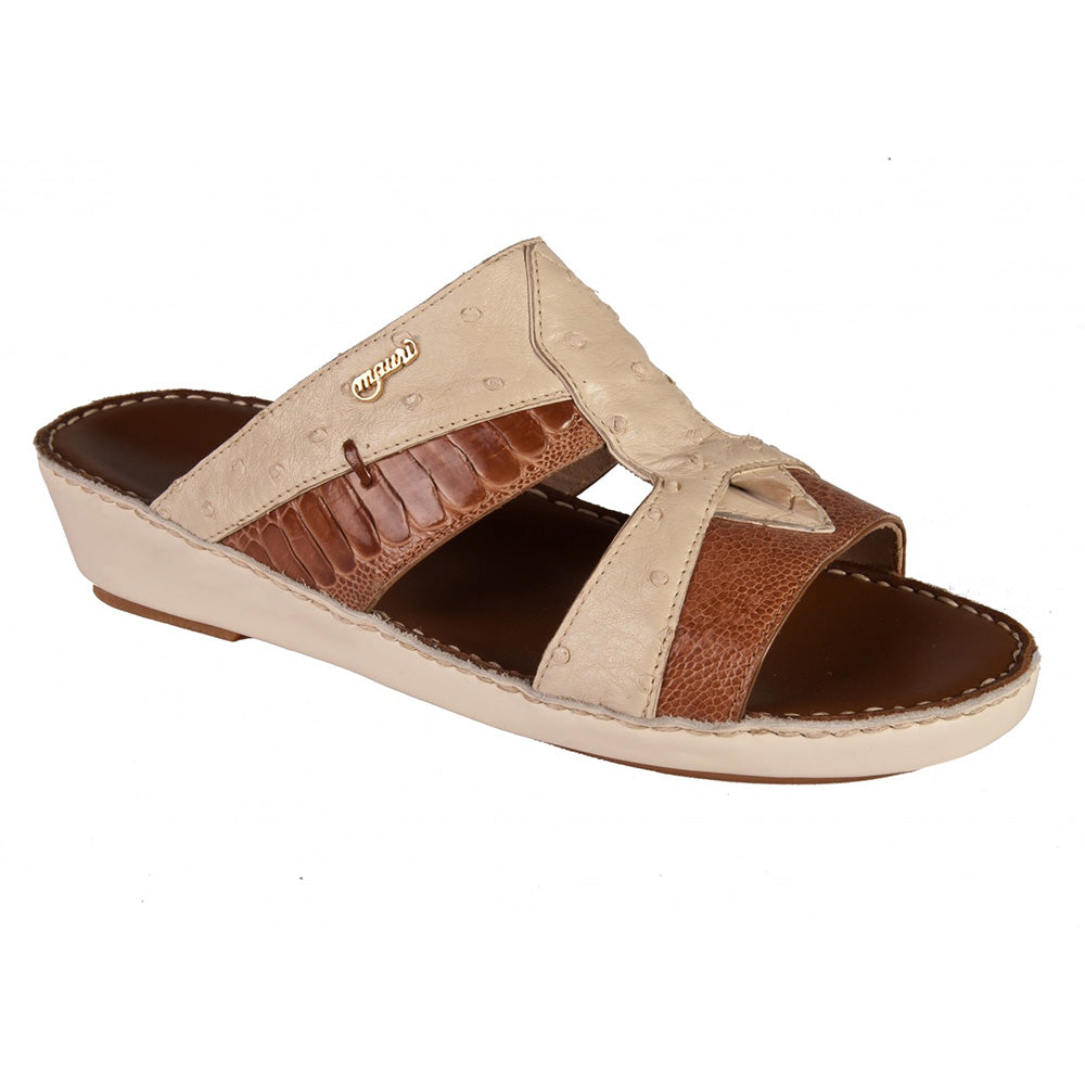 Mauri 5139 Ostrich Leg / Hornback / Ostrich Sandals Light Cognac / Cream / Winter White