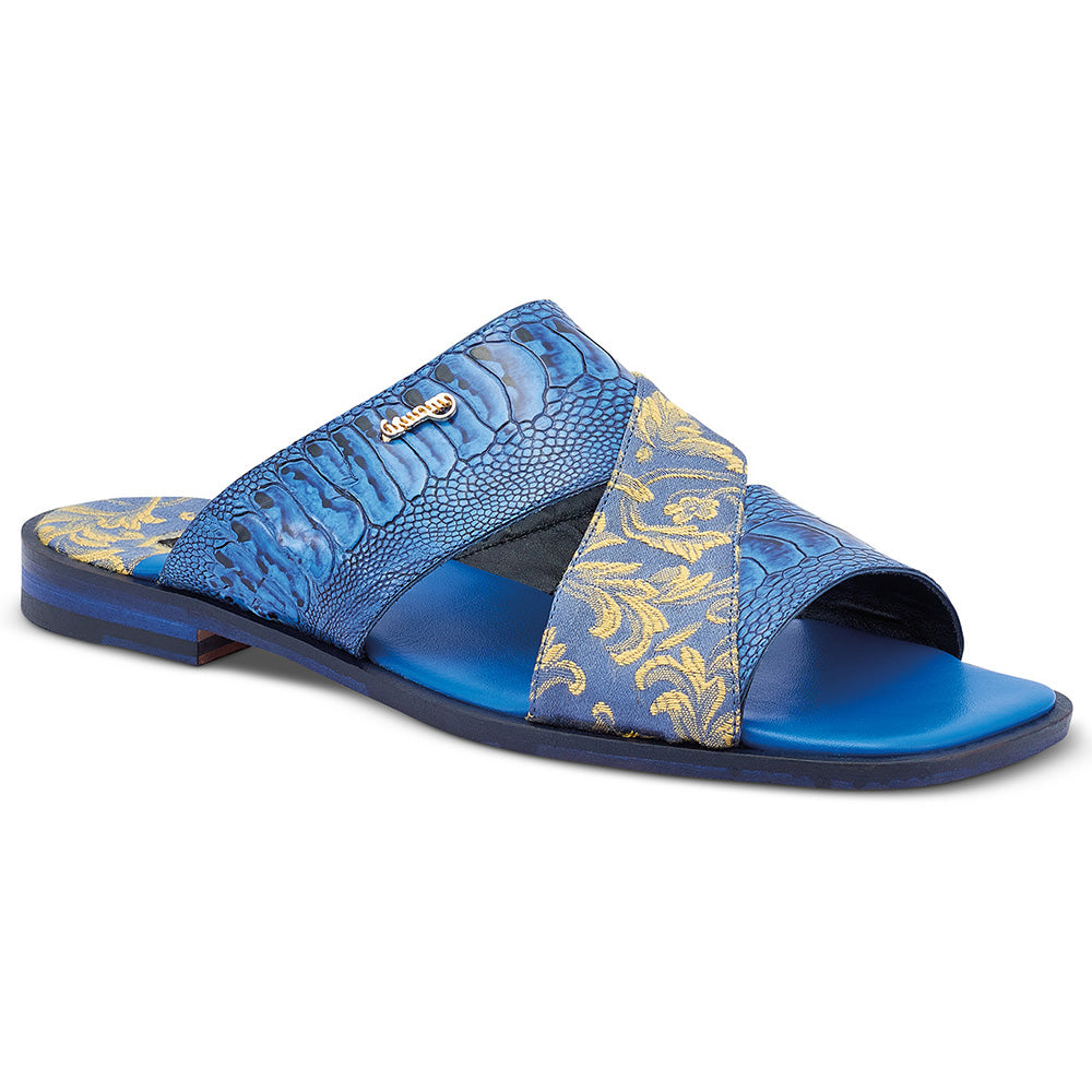 Mauri 5140 Cancun Ostrich Leg & Fabric Sandals New Blue