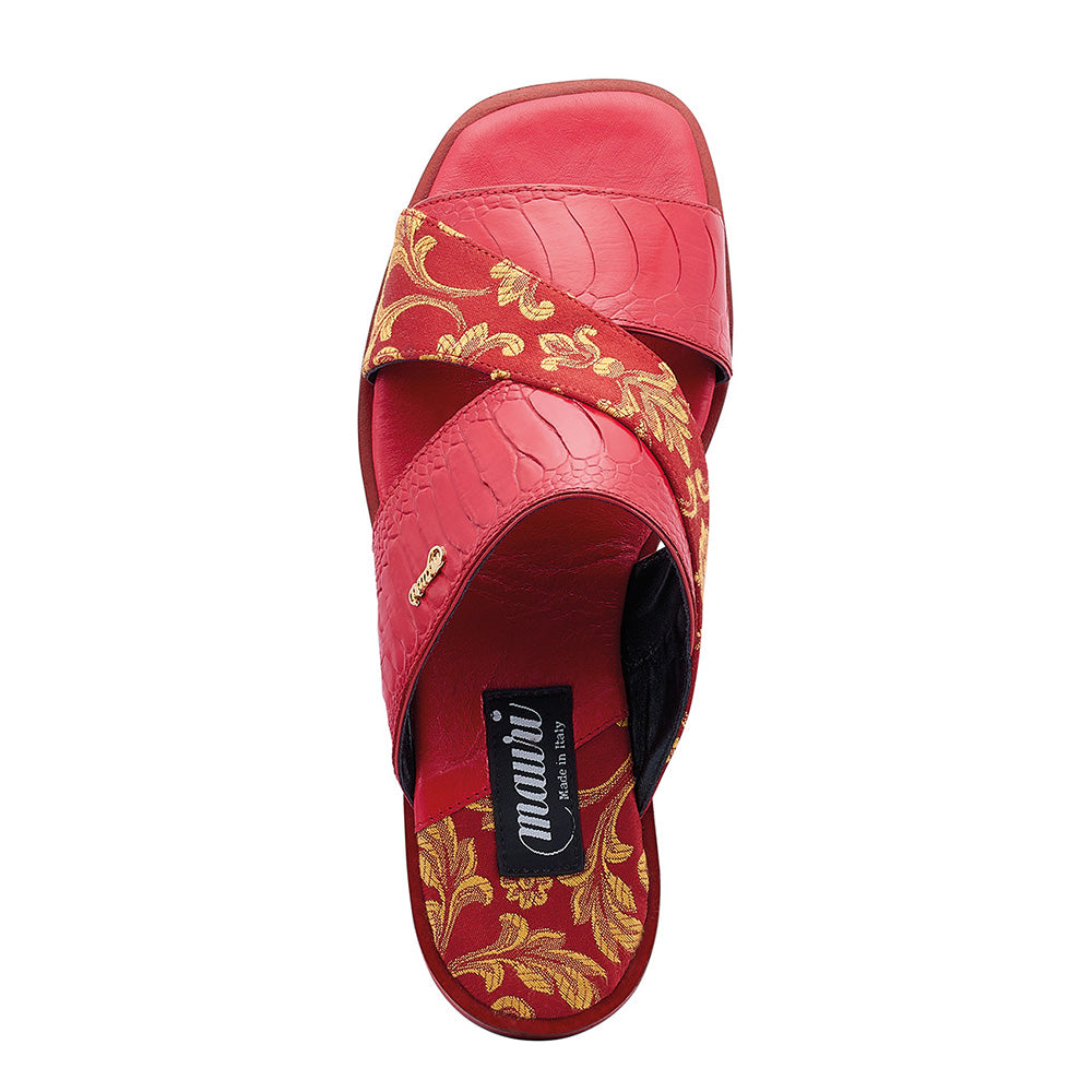 Mauri 5140 Cancun Ostrich Leg & Fabric Sandals Red