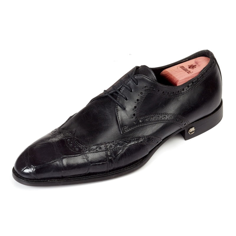 Mauri 53126 Catania Alligator & Calfskin Wingtip Brogues Charcoal Gray