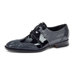 Mauri 53130 Baby Crocodile Wingtip Shoes Charcoal Gray