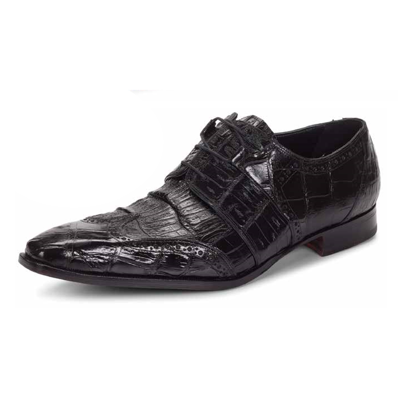 Mauri 53130 Como Alligator Wingtip Shoes Black