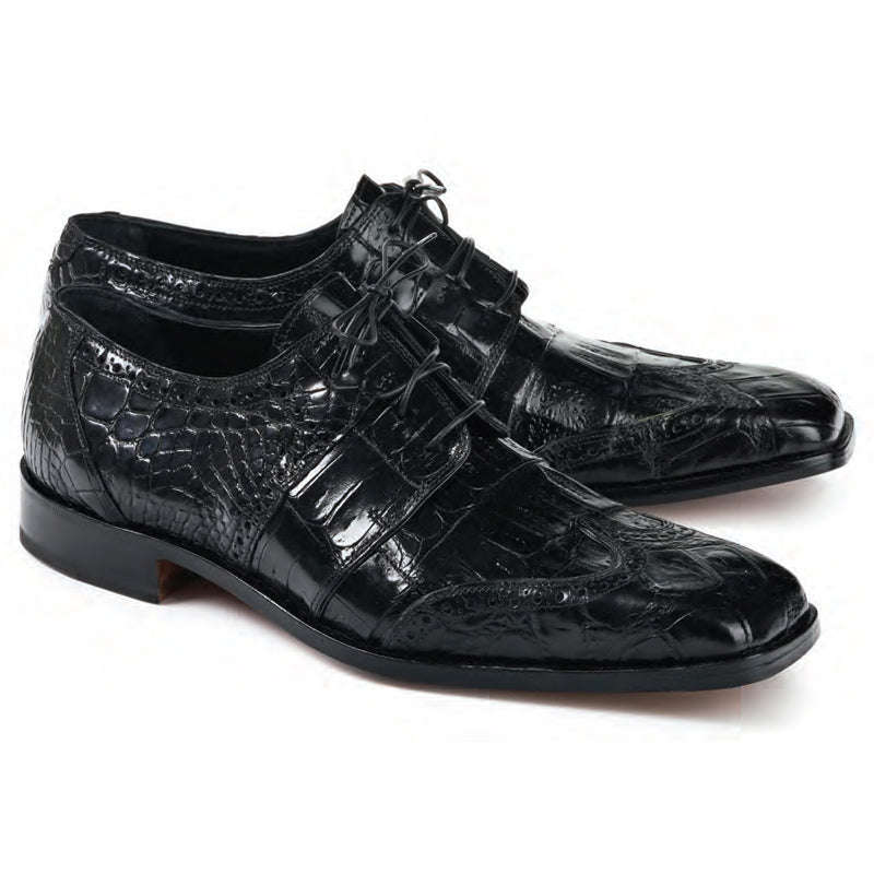 Mauri 53130 Crossroads Alligator & Crocodile Derby Shoes Black