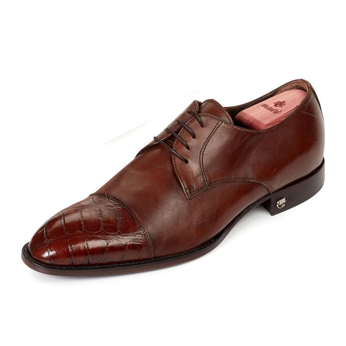 Mauri 53151 Alligator & Calfskin Cap Toe Shoes Camel