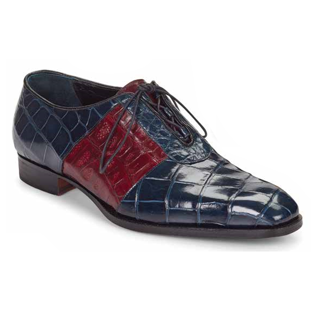 Mauri 53169 Giardini Alligator Oxfords Wonder Blue / Ruby Red