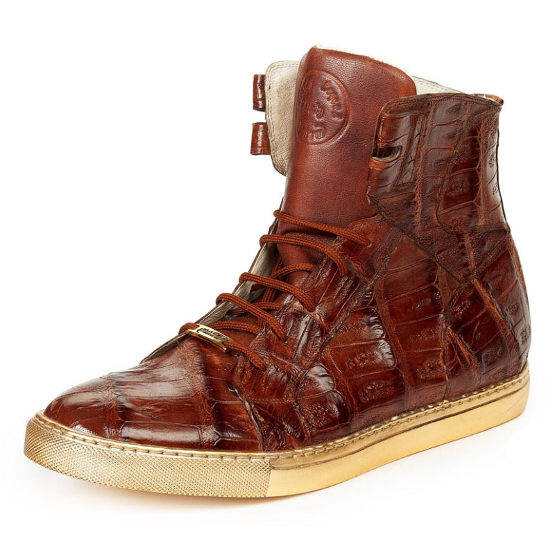 Mauri 6129 Golden Boy Baby Crocodile Hi Top Sneakers Brandy