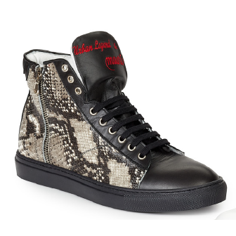 Mauri 6131 Spire Embossed Python & Nappa Hi Top Sneakers Black / Gray