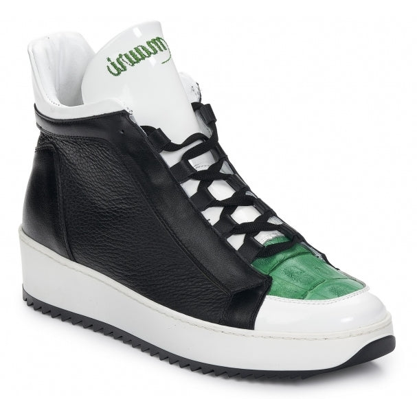 Mauri 6139 Patent & Croc Sneakers White / Green / Black