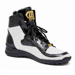 Mauri 8401 Baby Crocodile / Ostrich Leg / Embossed Patent Sneakers White / Black