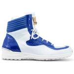 Mauri 8401 Flash Embossed Patent & Baby Crocodile Sneakers White / Royal Blue