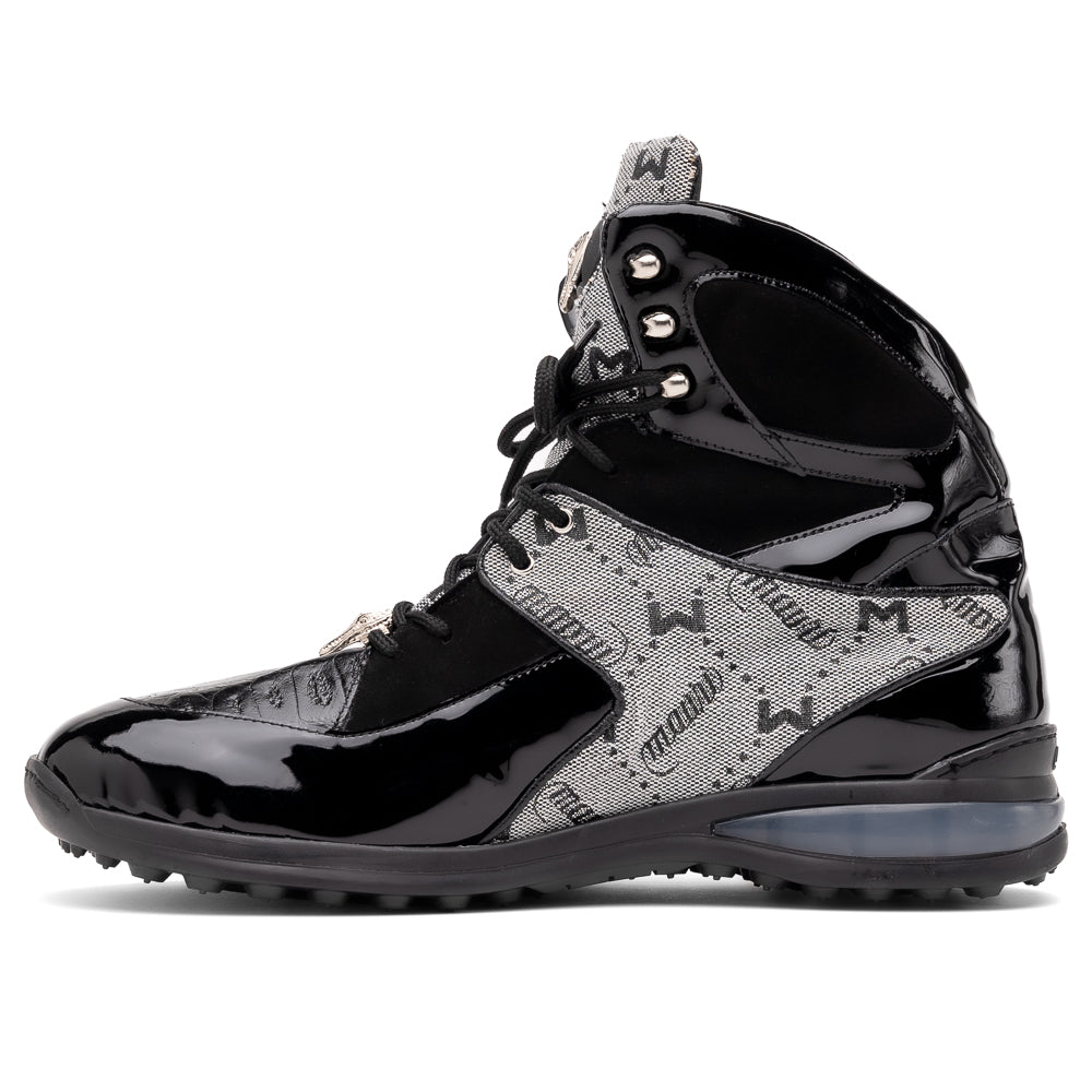 Mauri 8402 Diamond Patent/ Baby Croc/ Suede/ Mauri Fabric Sneakers Black/ Grey