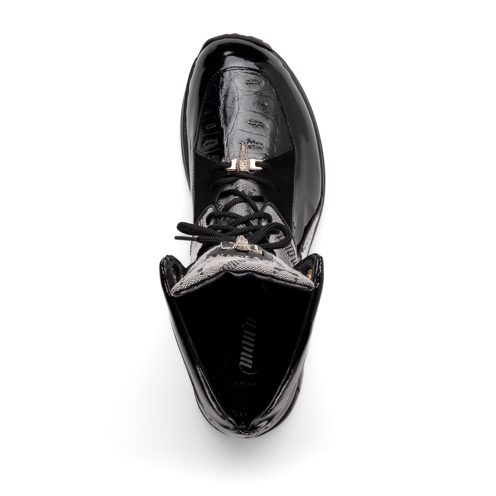 Mauri 8402 Diamond Patent/ Baby Croc/ Suede/ Mauri Fabric Sneakers Black/ Grey