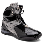 Mauri 8402 Diamond Patent/ Baby Croc/ Suede/ Mauri Fabric Sneakers Black/ Grey