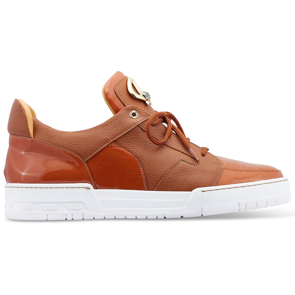 Mauri 8412/1 Boss Patent & Crocodile Sneakers Cognac