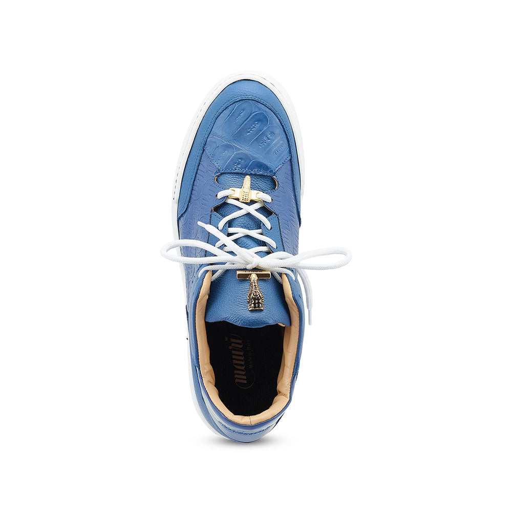 Mauri 8423 Ghost Calfskin and Patent Sneakers Caribbean Blue
