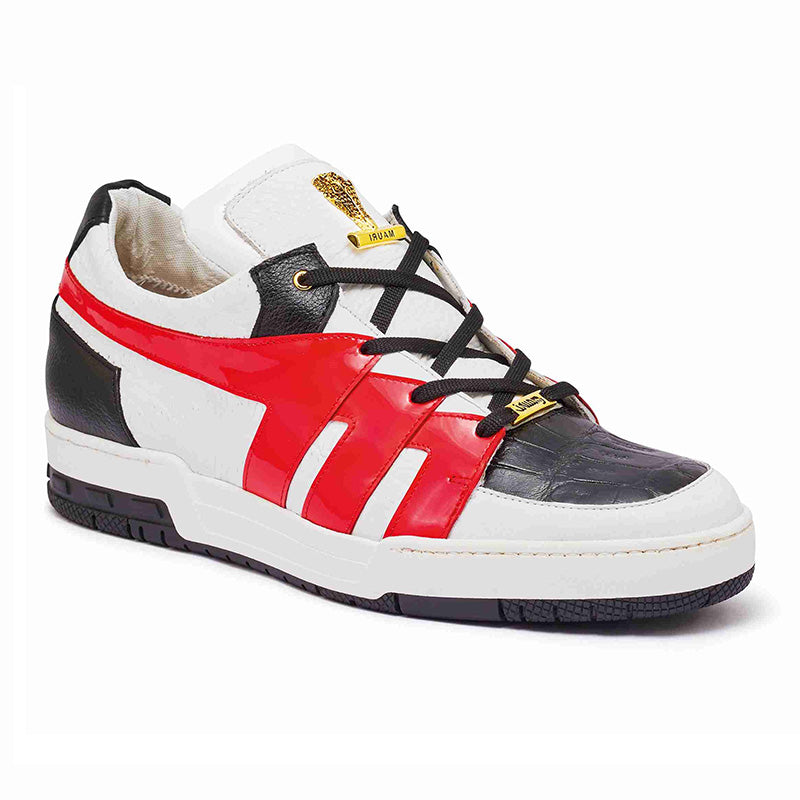 Mauri 8424 Baby Crocodile / Patent / Embossed Nappa Sneakers White / Black / Red