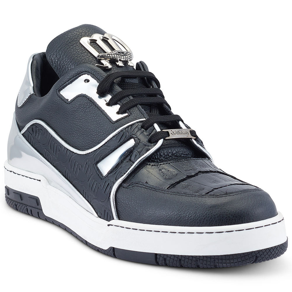 Mauri 8433 Calfskin / Baby Crocodile Sneakers Black / Silver