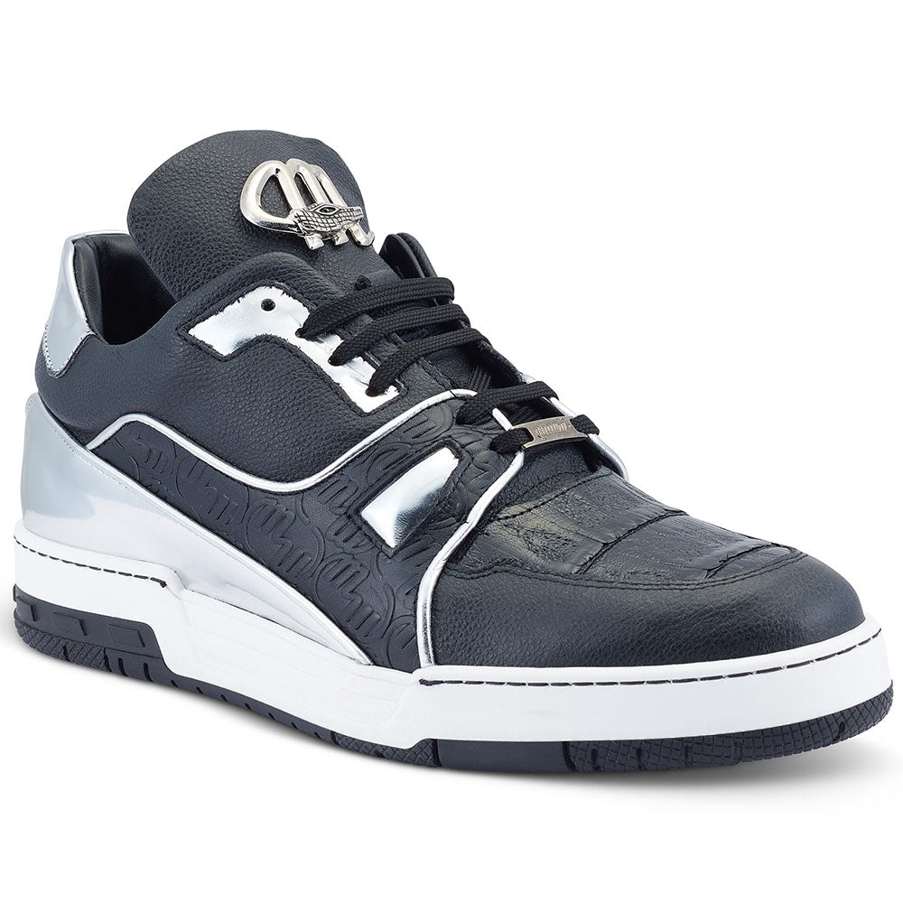 Mauri 8433 Calfskin / Baby Crocodile Sneakers Black / Silver