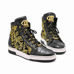 Mauri 8437 Baby Crocodile / Didier Fabric Sneakers Black / Gold