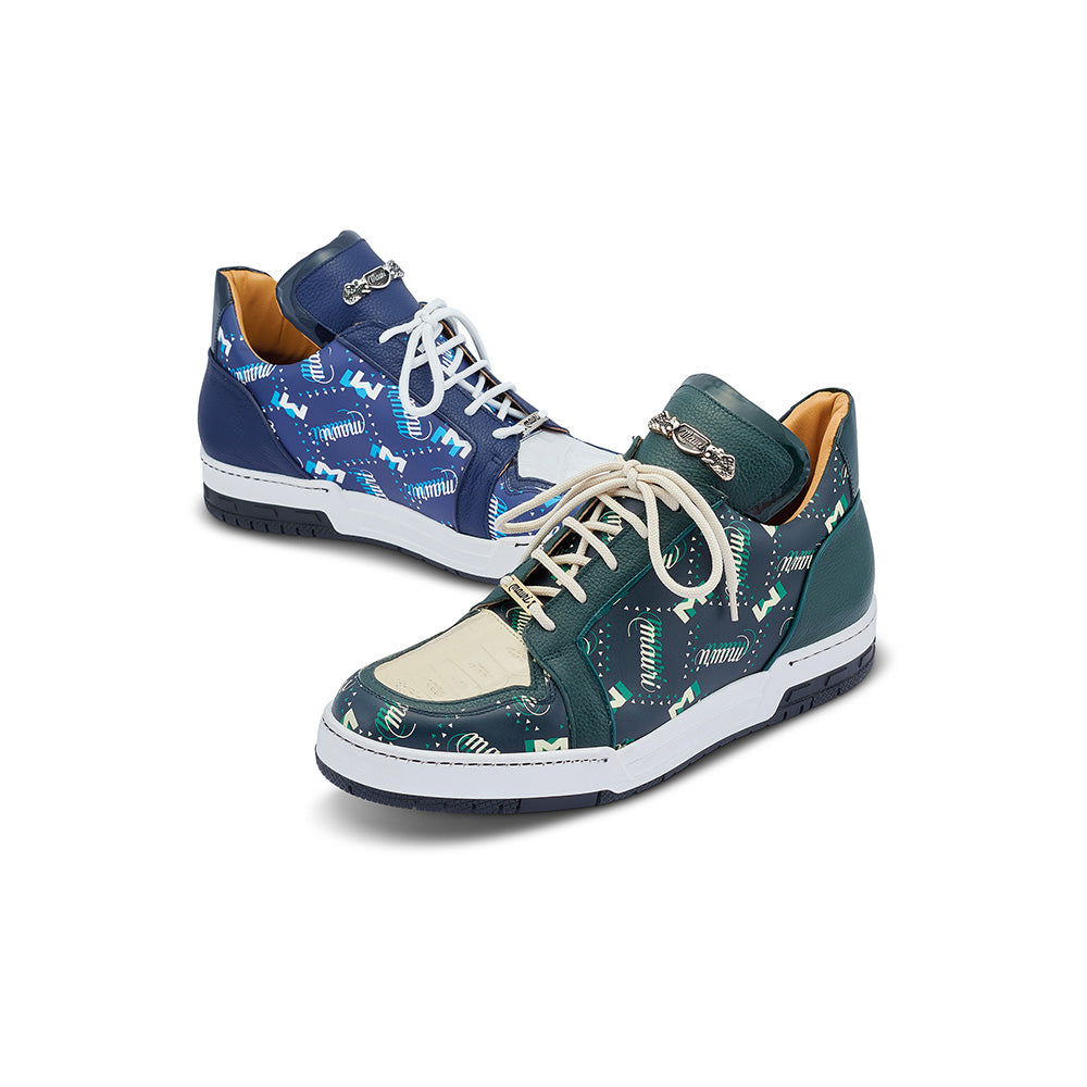 Mauri 8440 Crown Calf & Crocodile & Patent Sneakers Green / Hunter Green / Cream