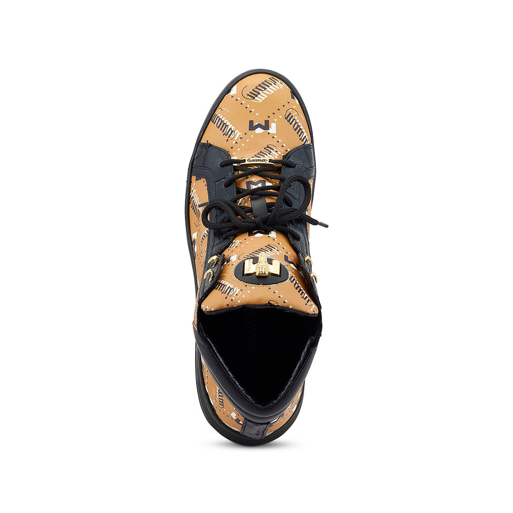 Mauri 8448 Calfskin / Baby Croco Sneakers Mustard / Black / White