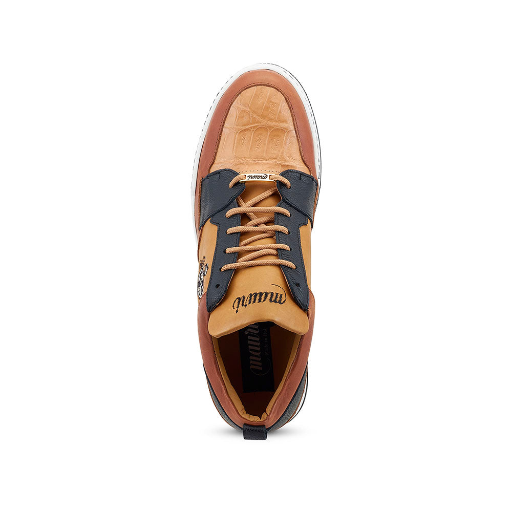 Mauri 8461 Calfskin / Baby Crocodile Sneakers Cognac/ Dune / Black