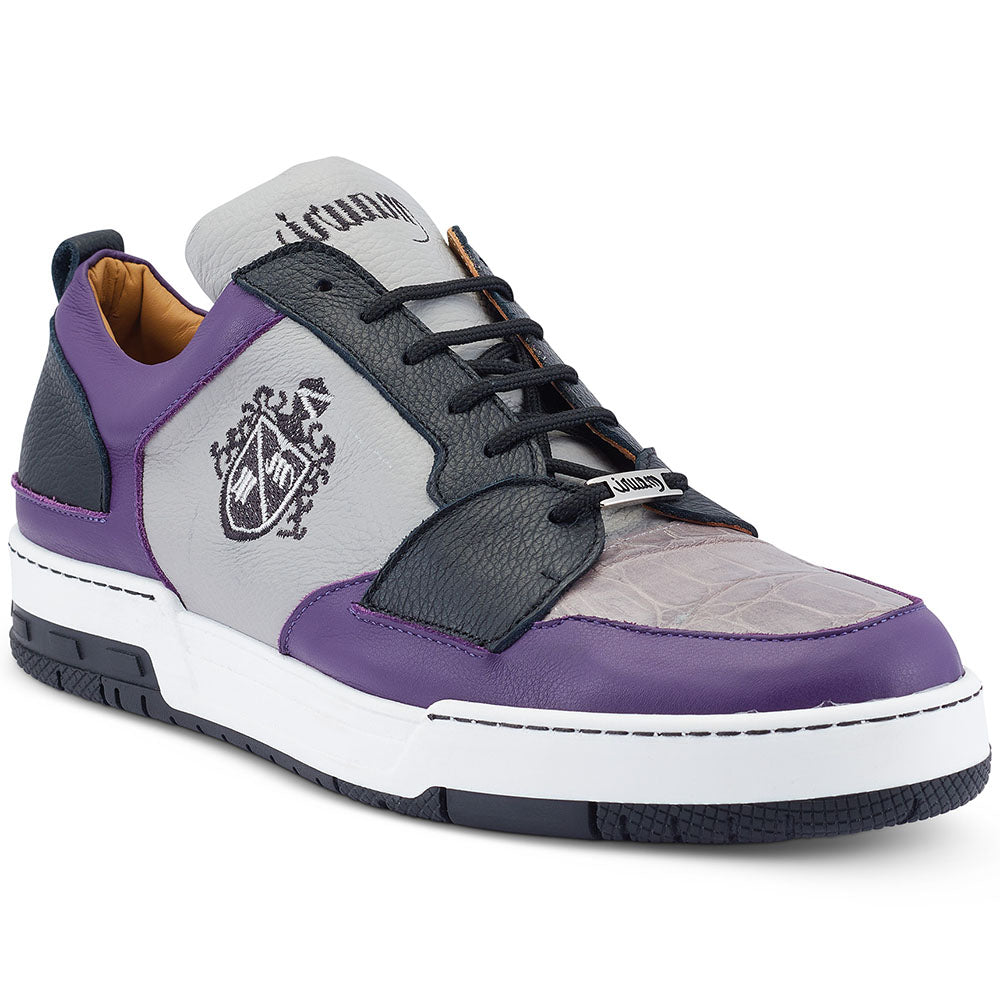 Mauri 8461 Calfskin / Baby Crocodile Sneakers Purple / Light Grey / Black
