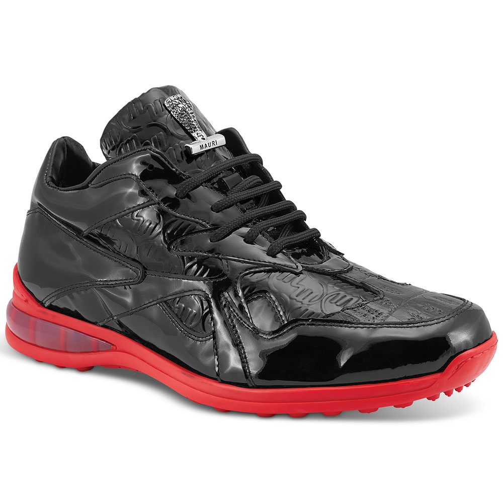 Mauri 8464/1 Patent Leather / Baby Crocodile Sneakers Black / Red