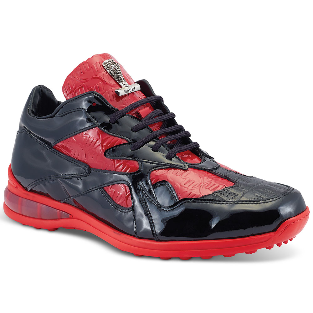 Mauri 8464/1 Patent Leather / Baby Crocodile Sneakers Black / Red