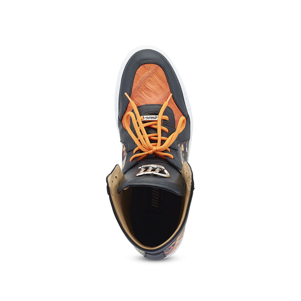 Mauri 8466/1 Vision Baby Croc / Calfskin Sneakers Black / Orange