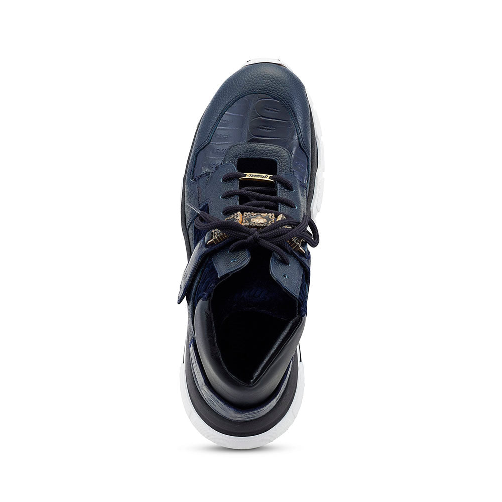 Mauri 8491 Calfskin / Baby Crocodile / Velvet Sneakers Wonder Blue (Special Order)