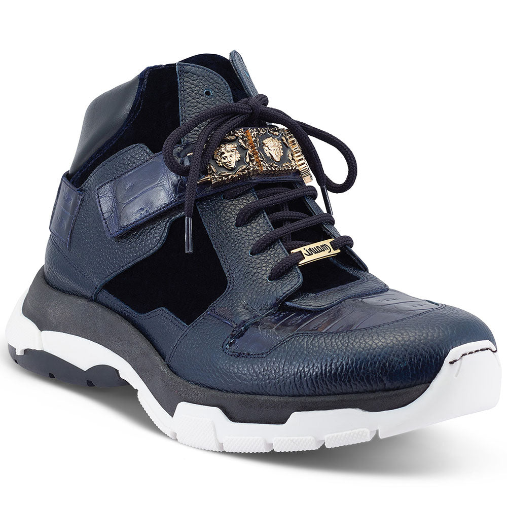 Mauri 8491 Calfskin / Baby Crocodile / Velvet Sneakers Wonder Blue
