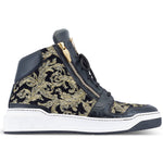 Mauri 8494 Alligator / Damask Fabric / Calfskin Sneakers Black / Gold