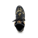 Mauri 8494 Alligator / Damask Fabric / Calfskin Sneakers Black / Gold