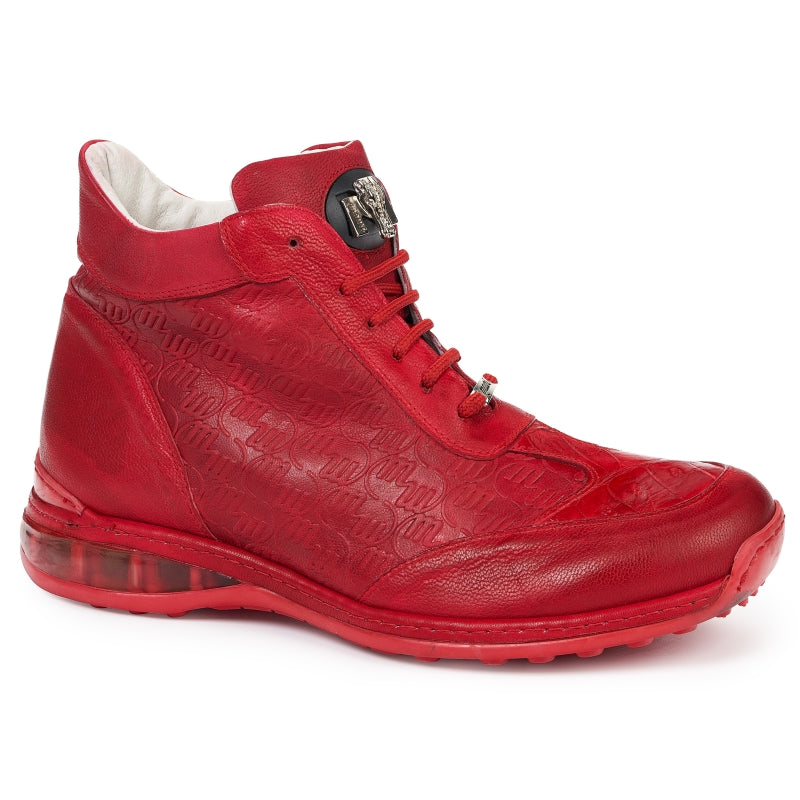 Mauri 8510 Crocodile & Embossed Leather Sneakers Red