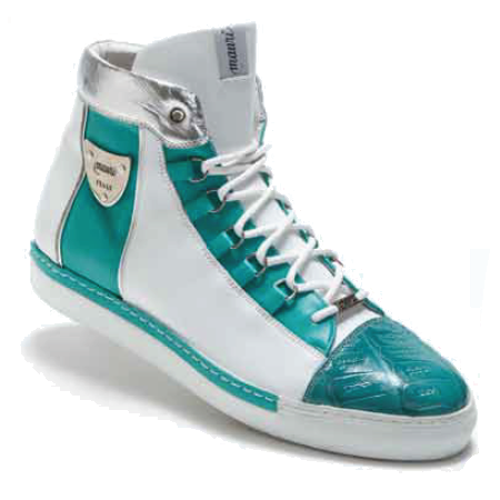 Mauri 8520 Soda Nappa & Croco Sneakers Seawater / White