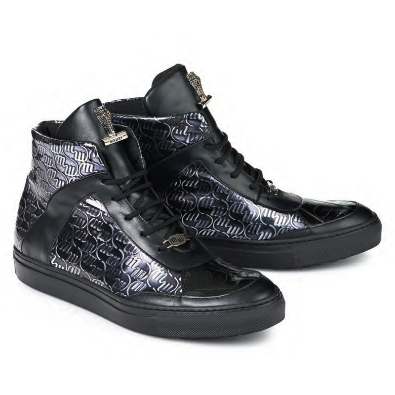 Mauri 8583 Heart Nappa Baby Croc Sneakers Black