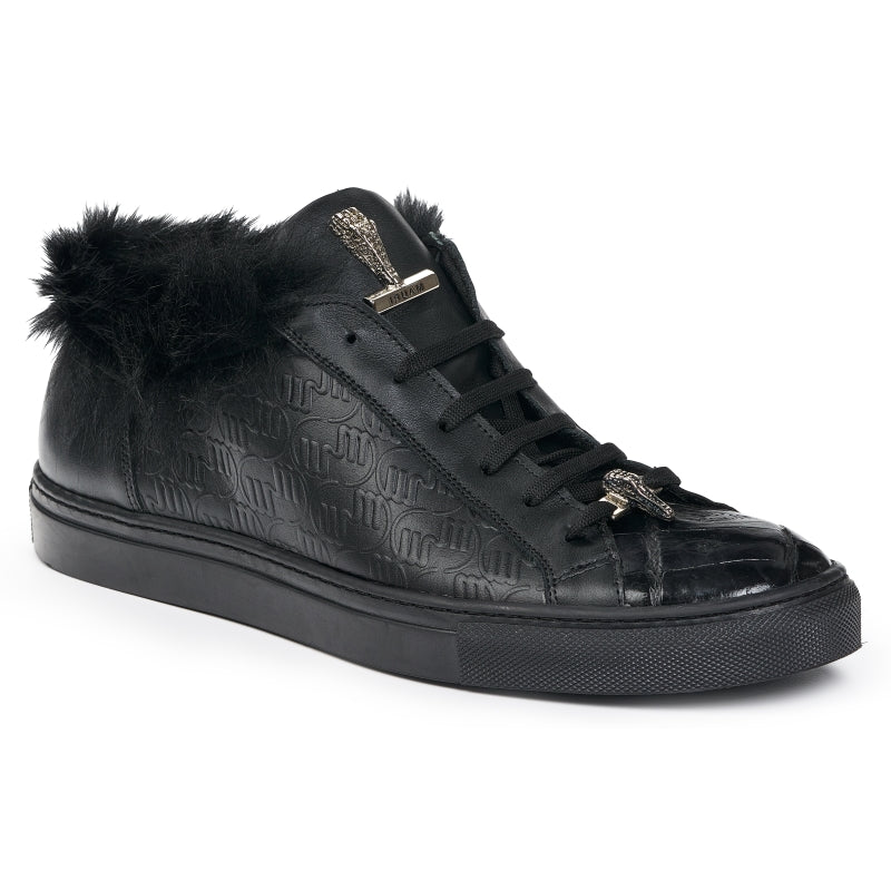 Mauri Nappa & Crocodile Sneakers Black